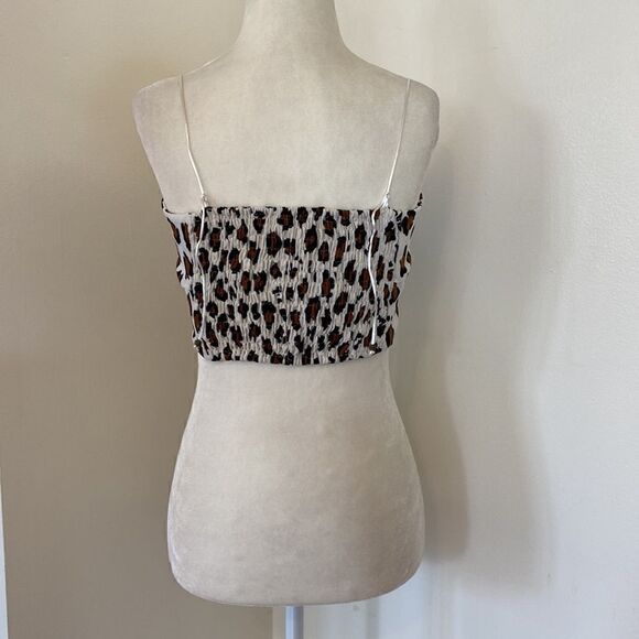 A. Line Animal Print Tie Front Crop Top Size Small - Picture 3 of 5